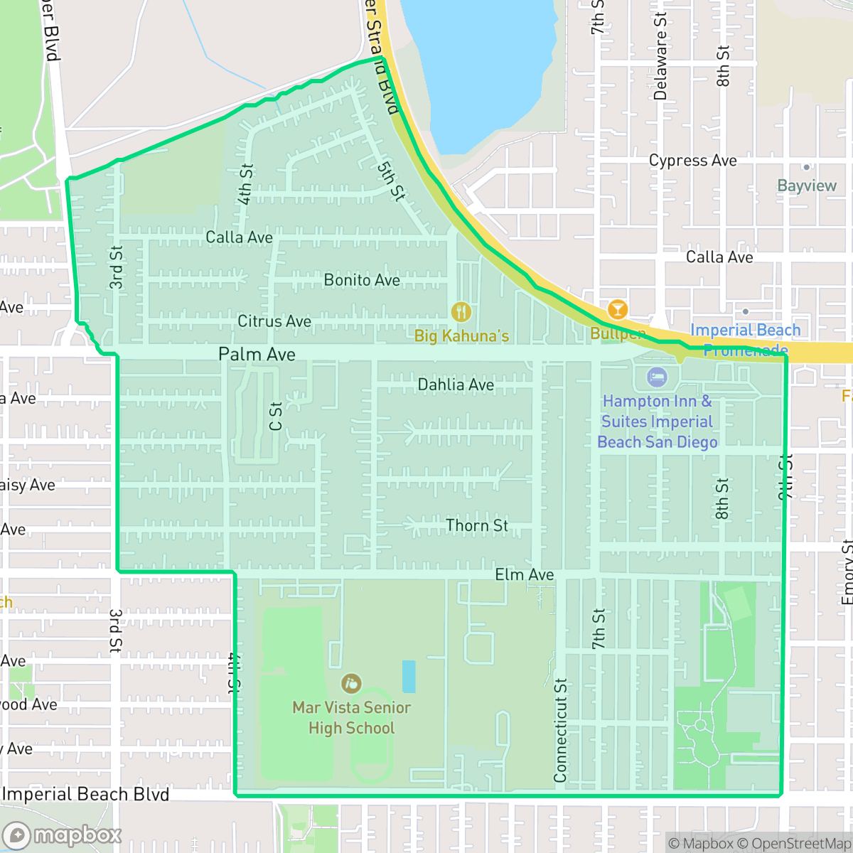 Map showing the location of Mar Vista, Imperial Beach, CA