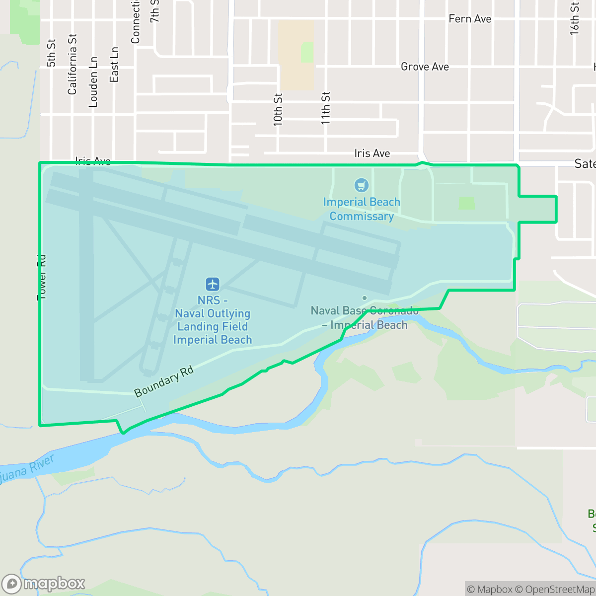 Map showing the location of Ream Field, Imperial Beach, CA