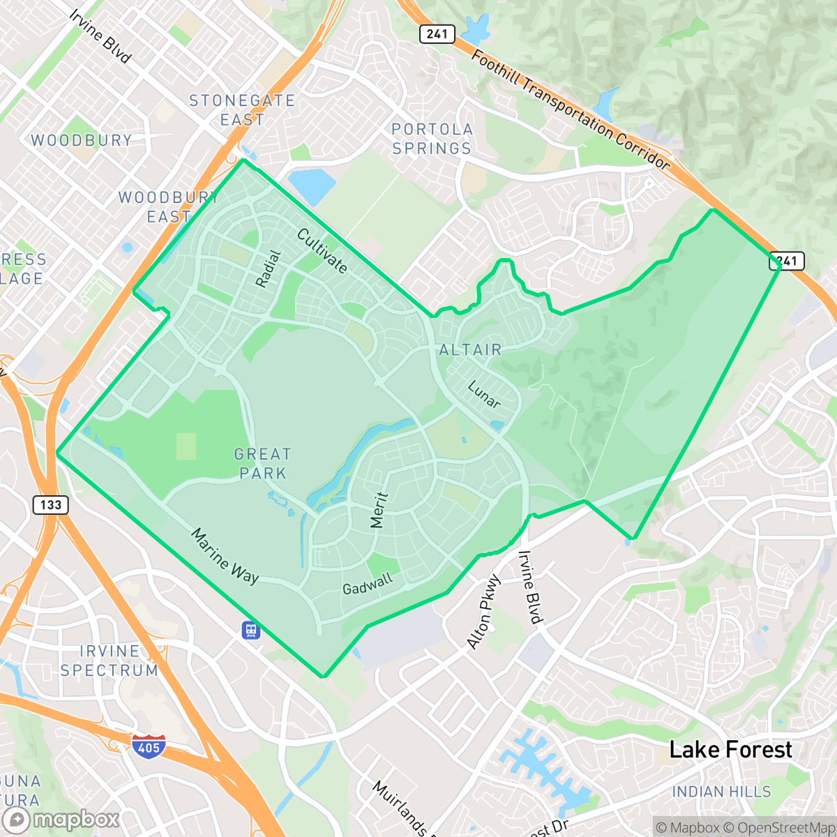Map showing the location of El Toro Marine Air Station, Irvine, CA