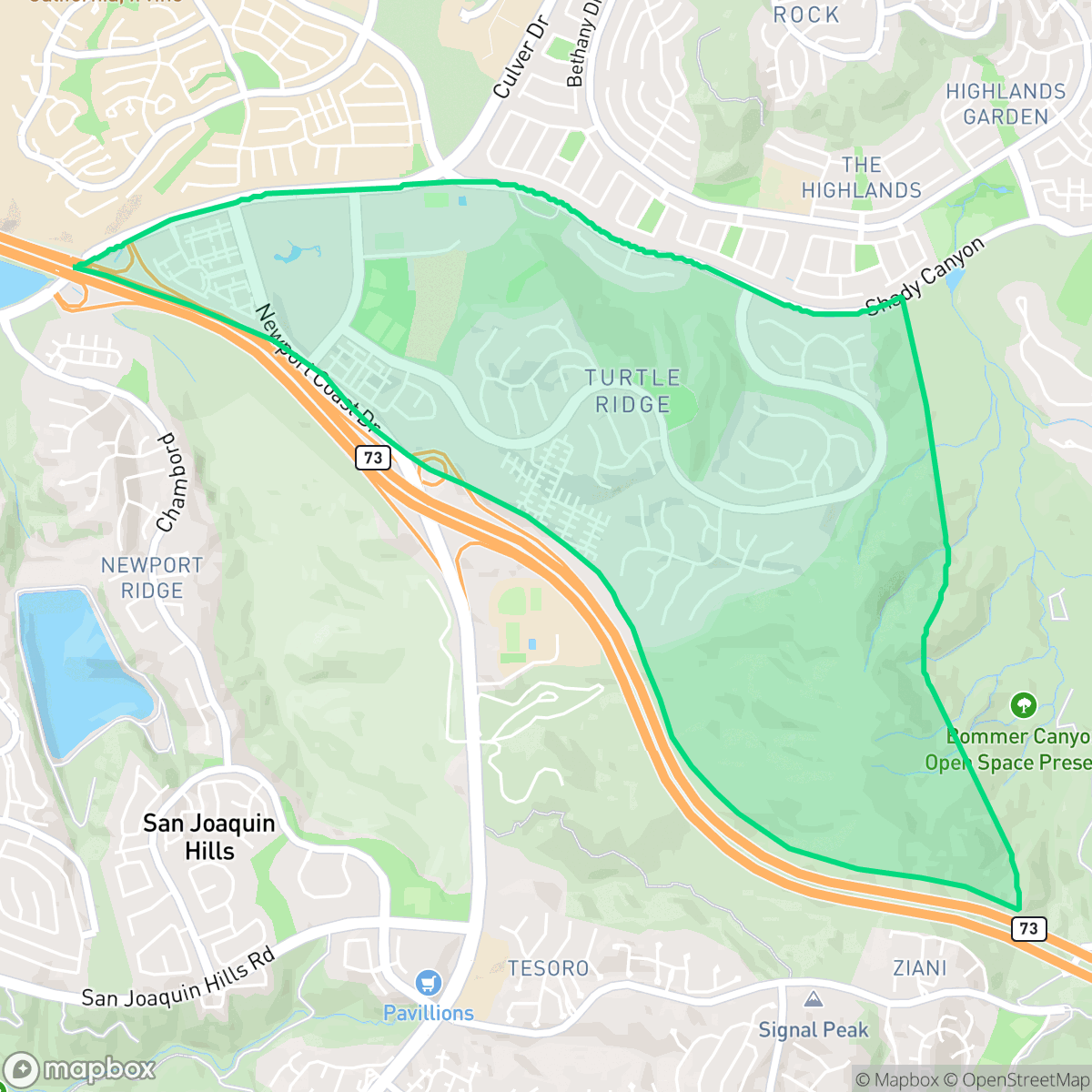Map showing the location of Turtle Ridge, Irvine, CA