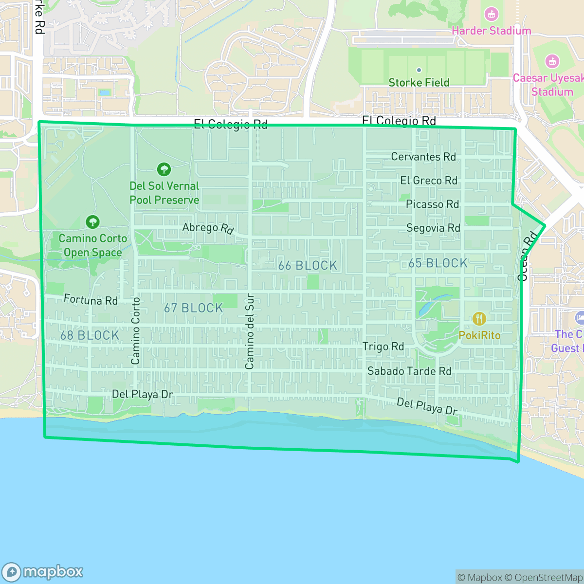 Map showing the location of Isla Vista, CA — coverage area