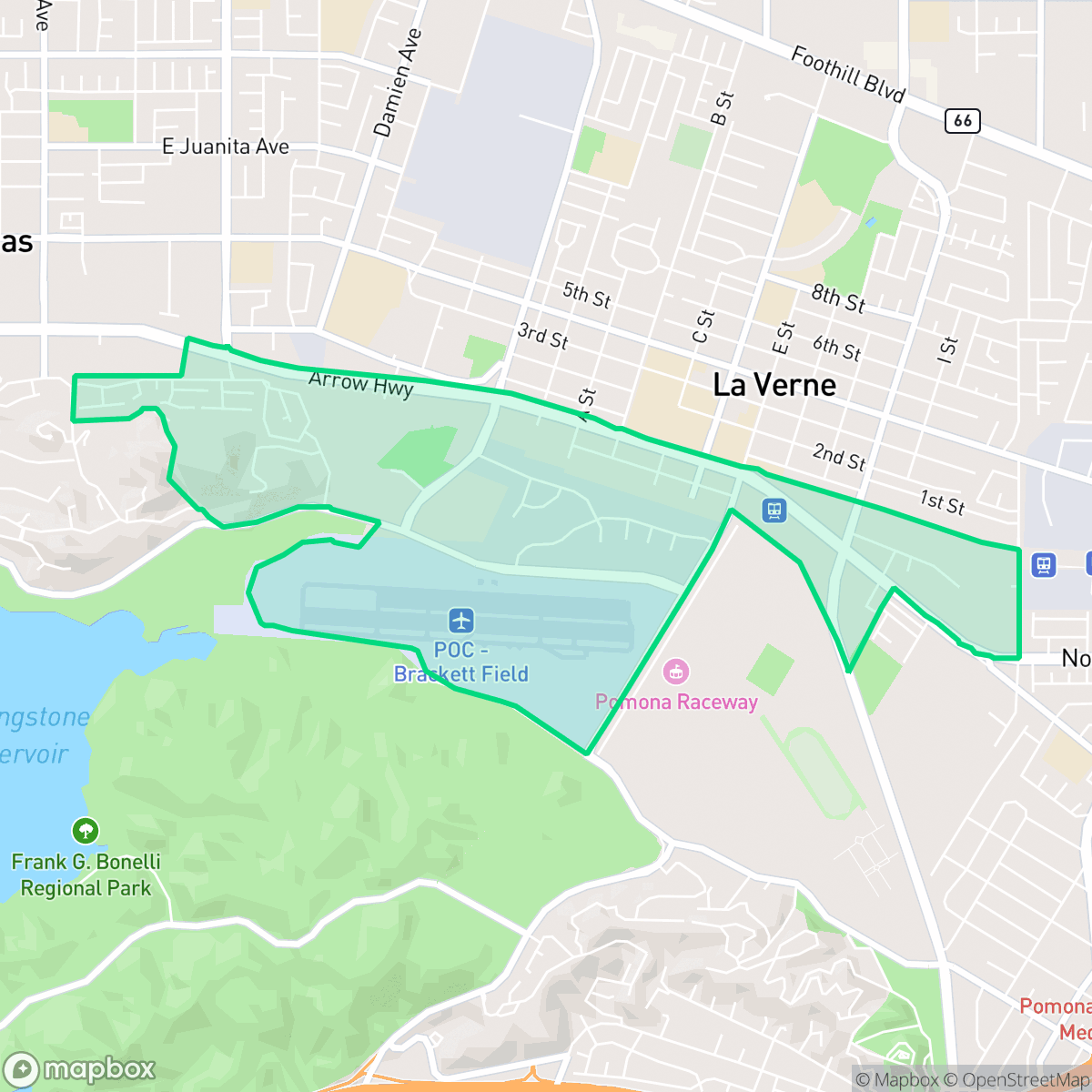 Map showing the location of South La Verne, La Verne, CA