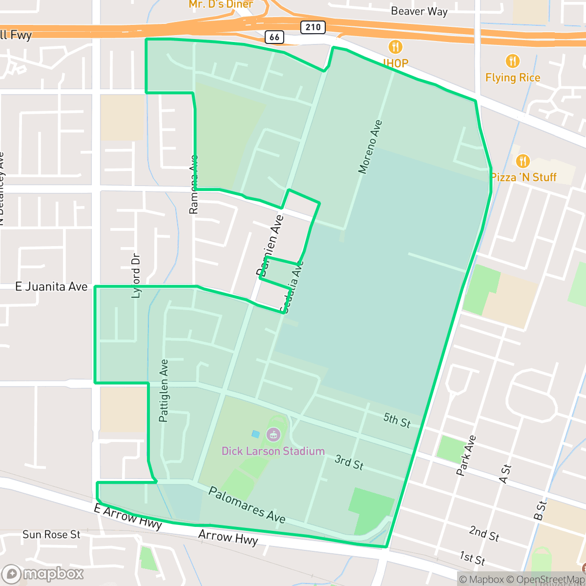 Map showing the location of West La Verne, La Verne, CA