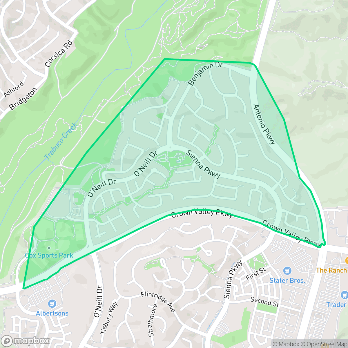 Map showing the location of Oak Knoll Village, Ladera Ranch, CA