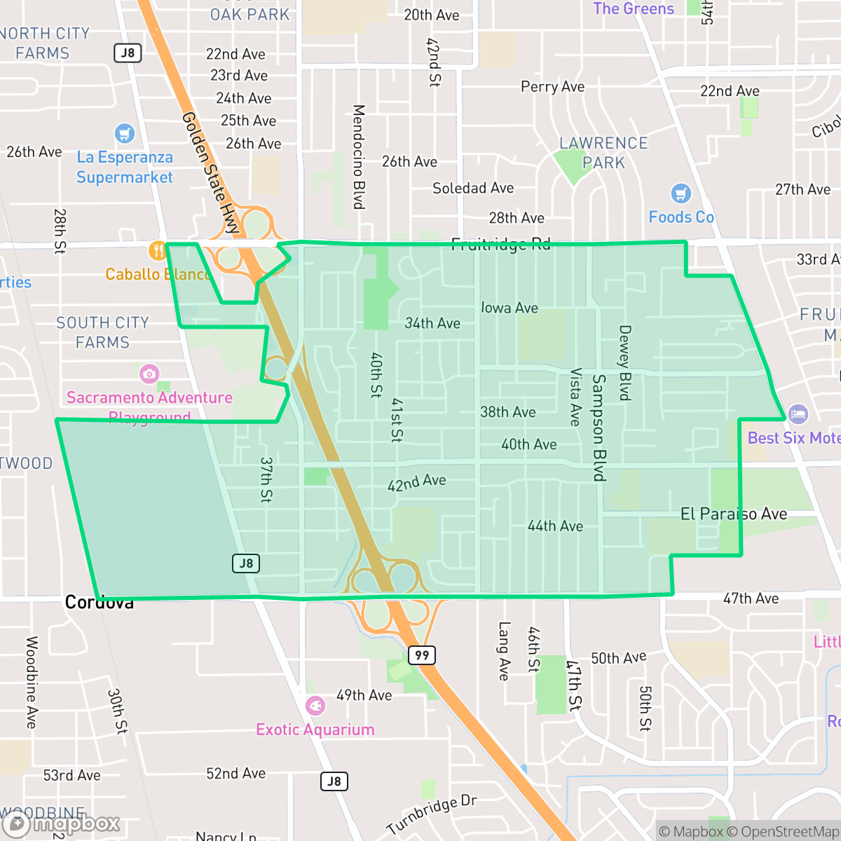 Map showing the location of Lemon Hill, CA — coverage area