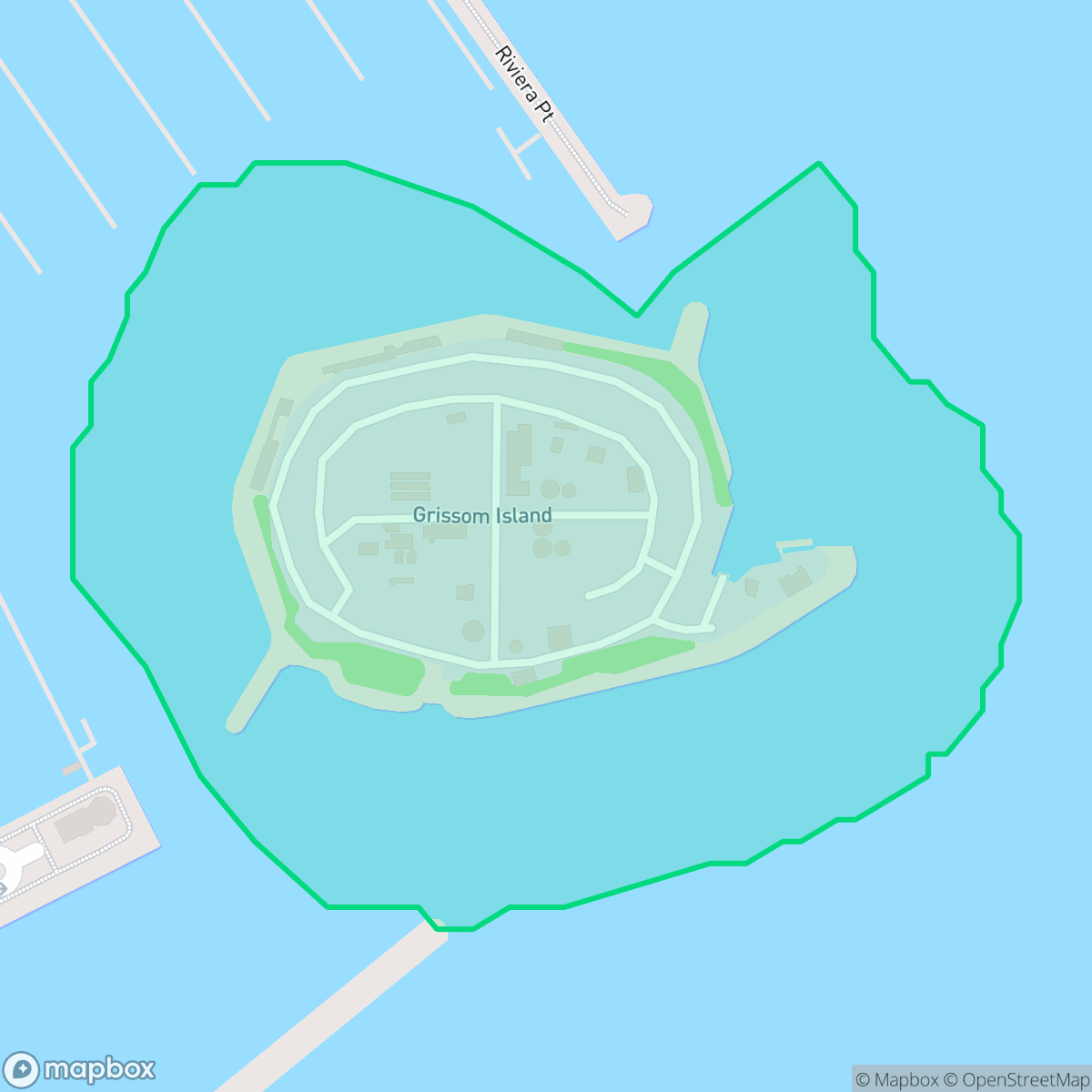 Map showing the location of Island Grissom, Long Beach, CA