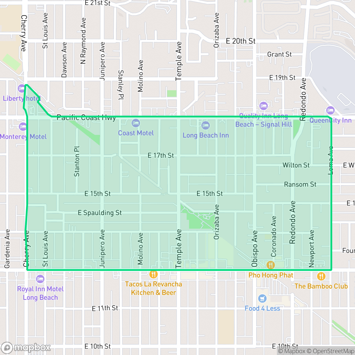 Map showing the location of Zaferia, Long Beach, CA