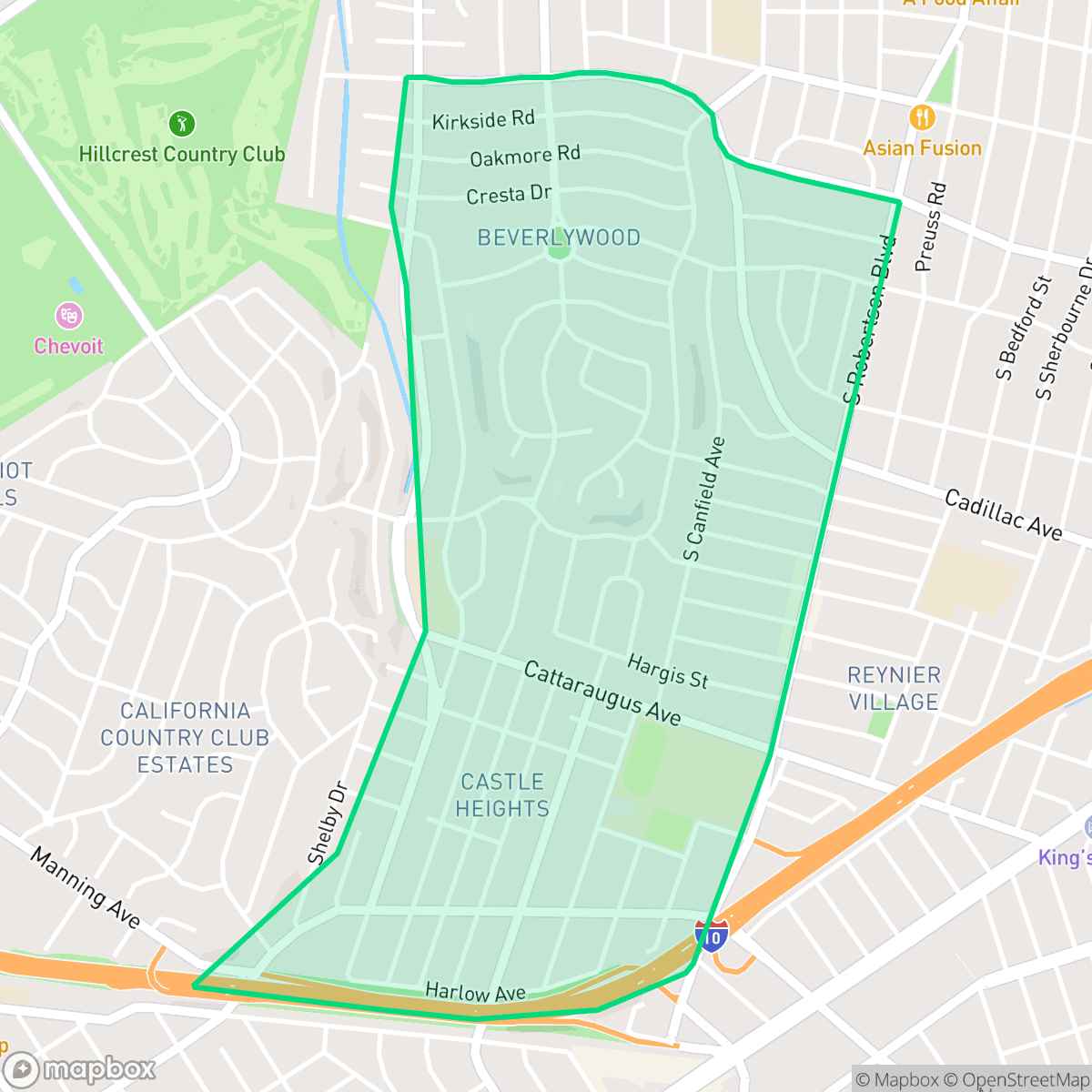 Map showing the location of Beverlywood, Los Angeles, CA