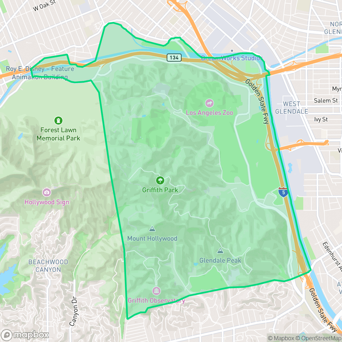 Map showing the location of Glendale, Los Angeles, CA
