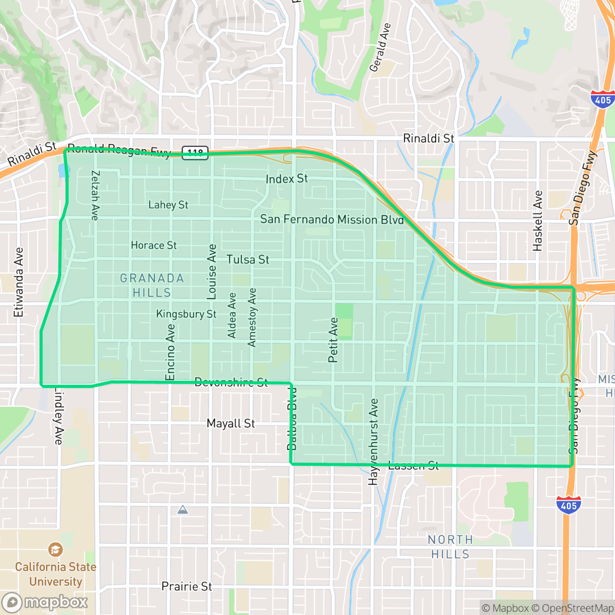 Map showing the location of Granada Hills South Neighborhood Council District, Los Angeles, CA