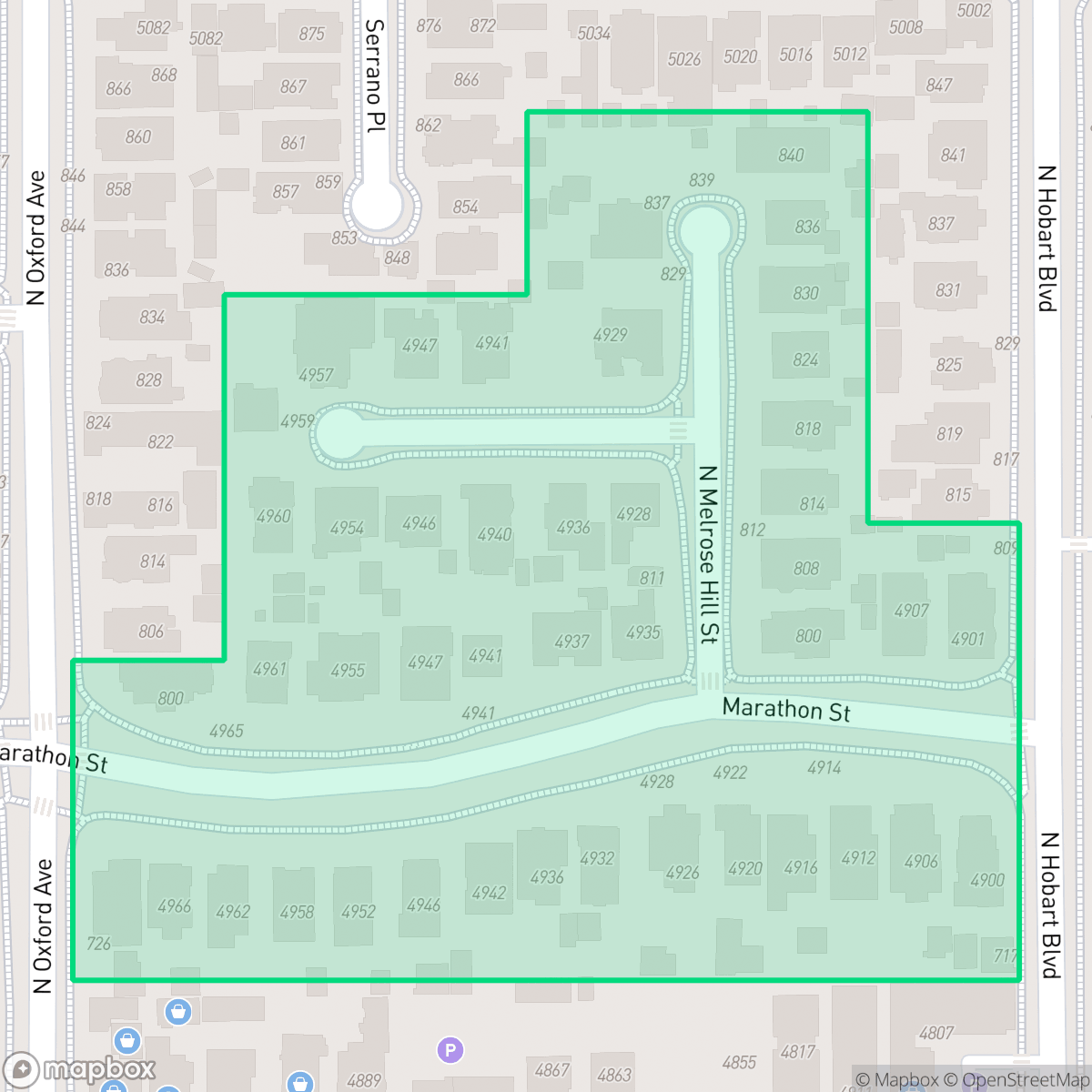 Map showing the location of Melrose Hill Historic Preservation Overlay Zone, Los Angeles, CA