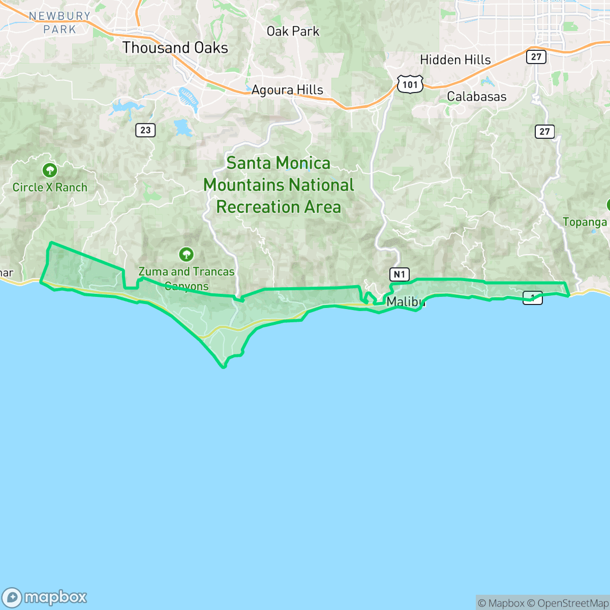 Map showing the location of Malibu, CA — coverage area