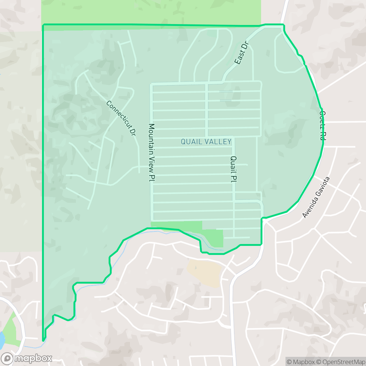 Map showing the location of Quail Valley, Menifee, CA