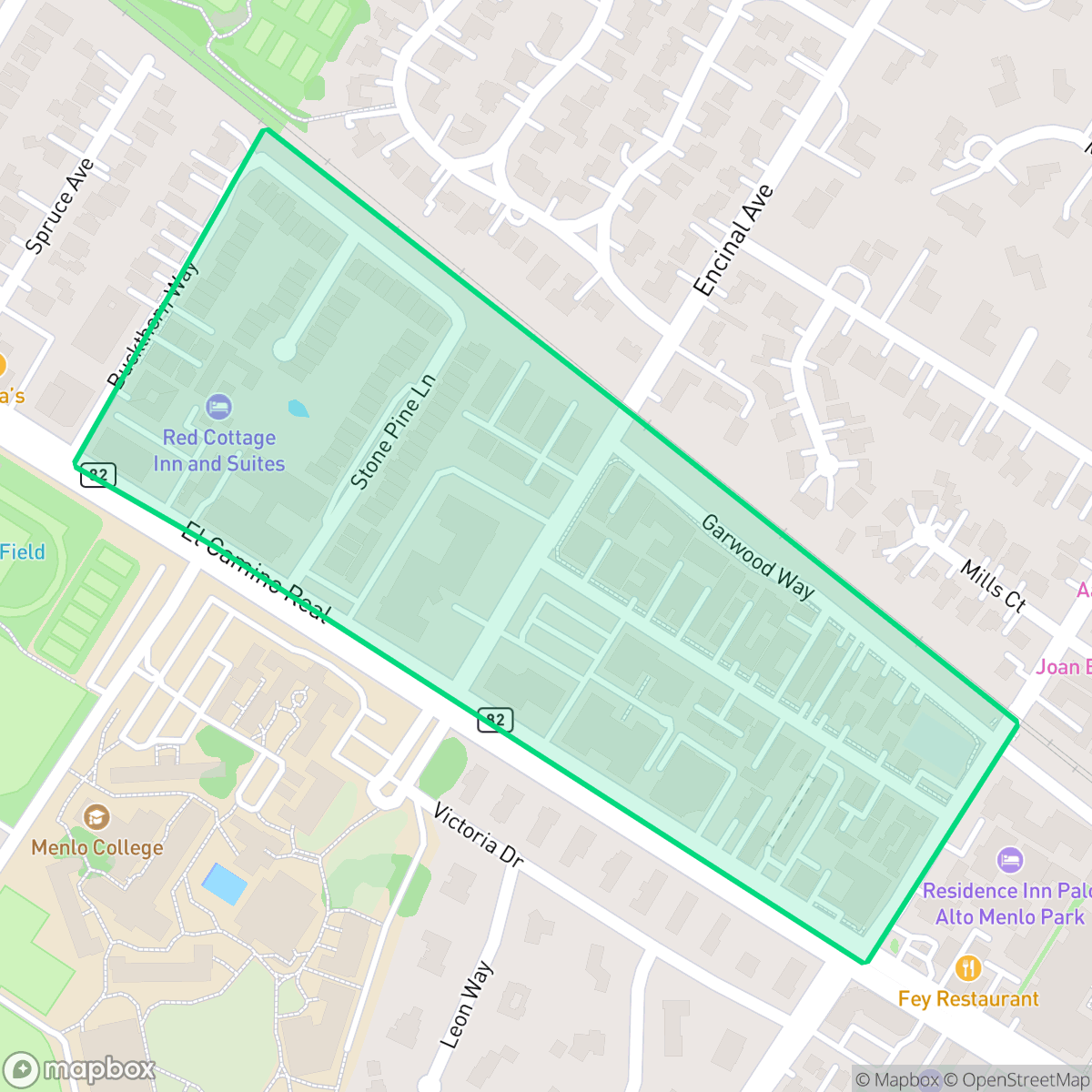Map showing the location of Pine Forest, Menlo Park, CA