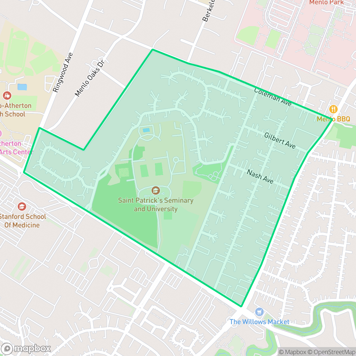 Map showing the location of Vintage Oaks, Menlo Park, CA