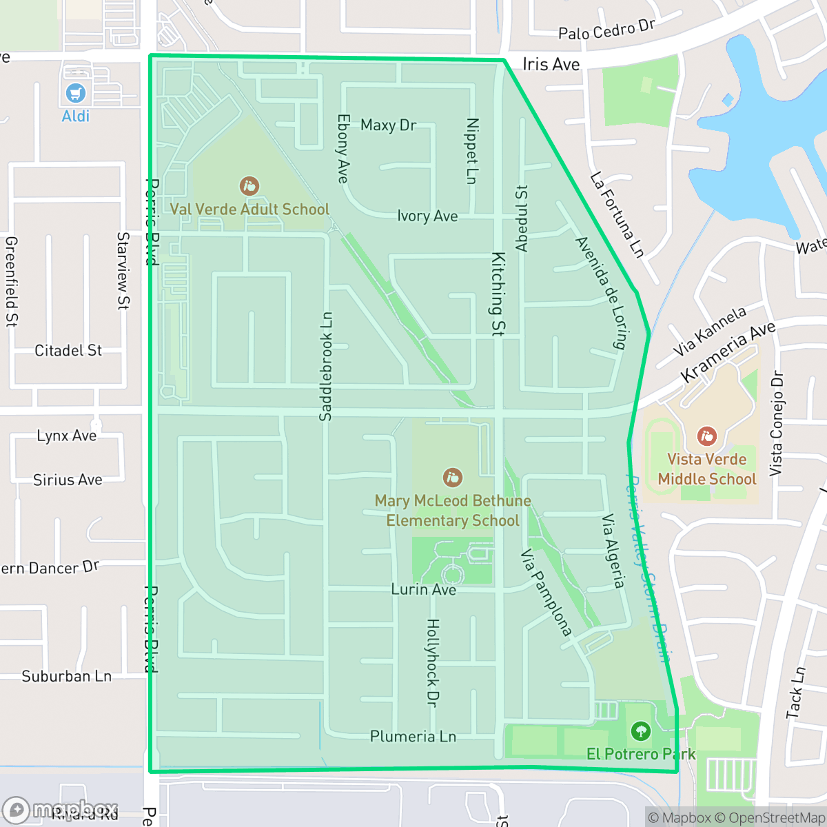 Map showing the location of Bethane, Moreno Valley, CA