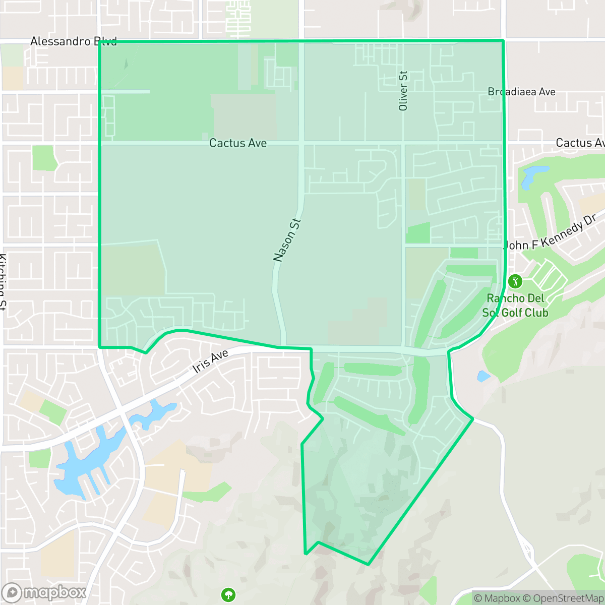 Map showing the location of La Jolla, Moreno Valley, CA