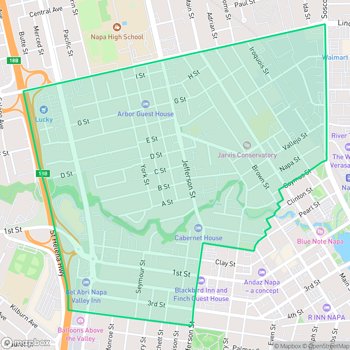 Map showing the location of Central, Napa, CA