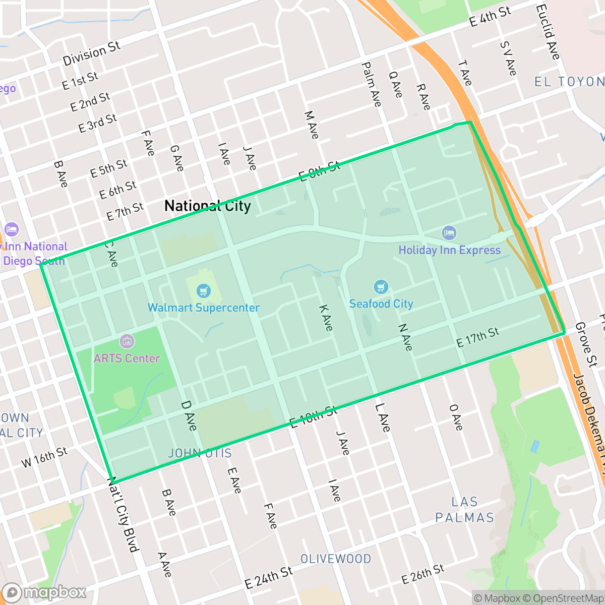 Map showing the location of Central, National City, CA