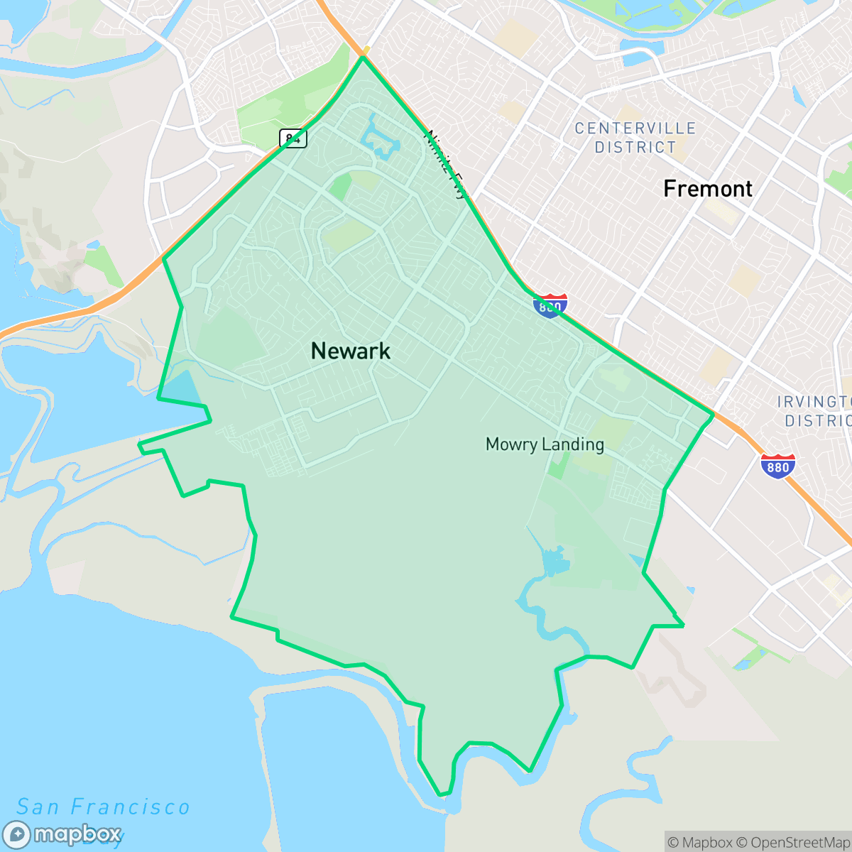 Map showing the location of Newark, CA — coverage area