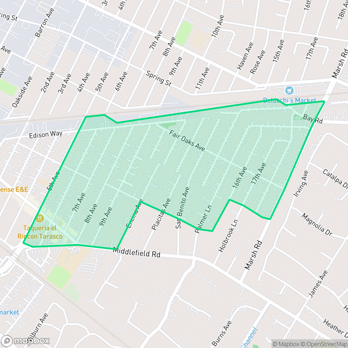 Map showing the location of Fair Oaks, North Fair Oaks, CA