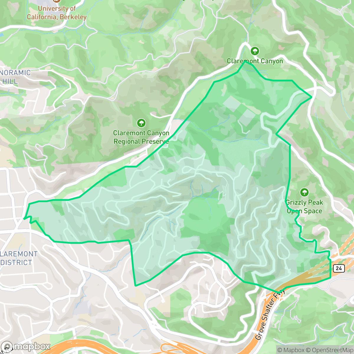 Map showing the location of Claremont, Oakland, CA