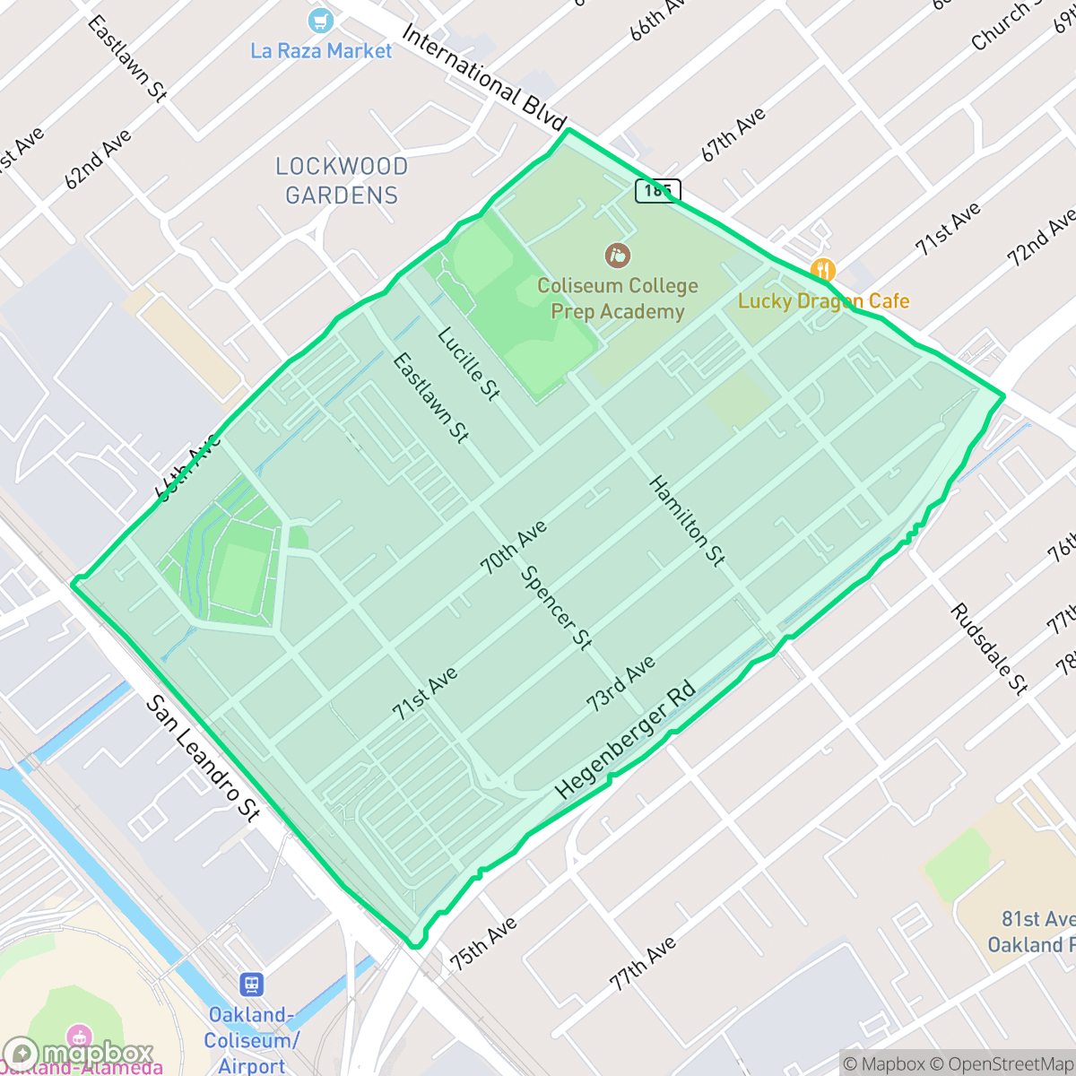 Map showing the location of Coliseum, Oakland, CA