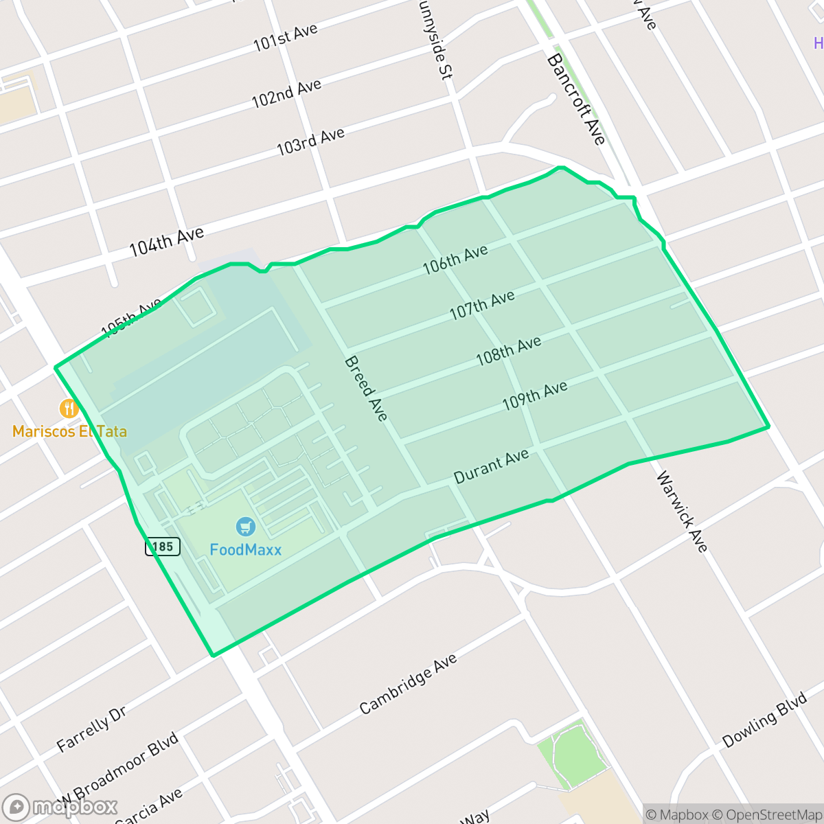 Map showing the location of Durant Manor, Oakland, CA