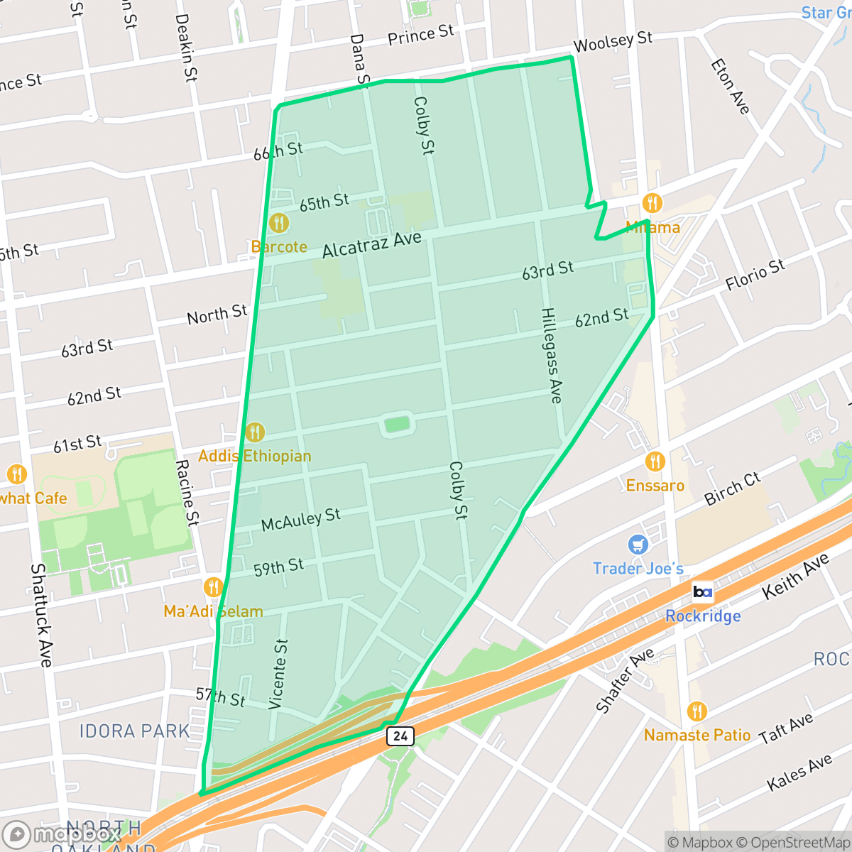 Map showing the location of Fairview Park, Oakland, CA