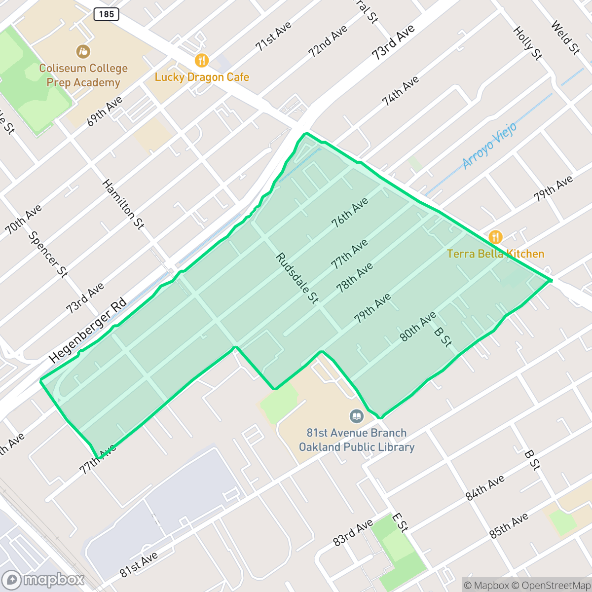 Map showing the location of Fitchburg, Oakland, CA
