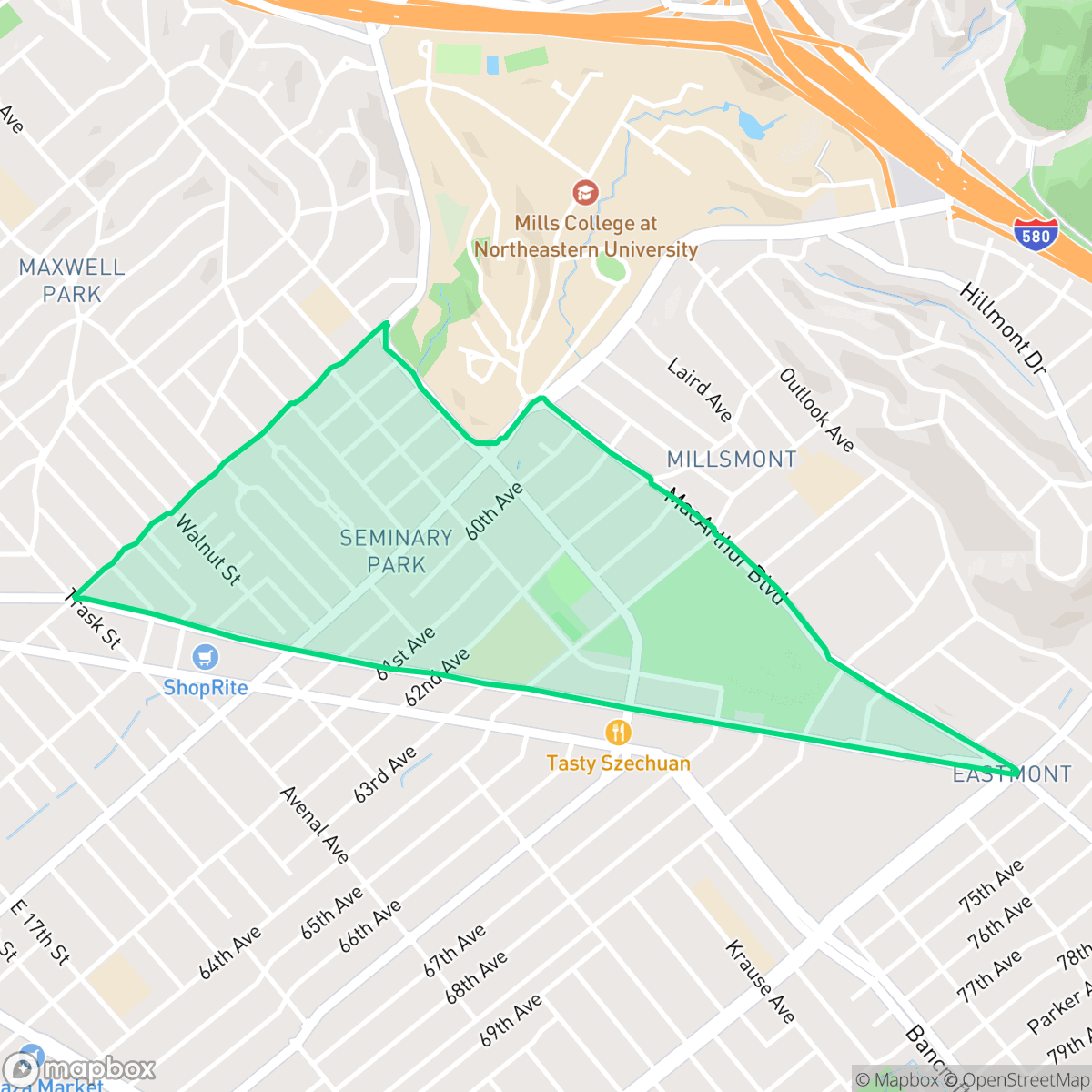 Map showing the location of Frick, Oakland, CA