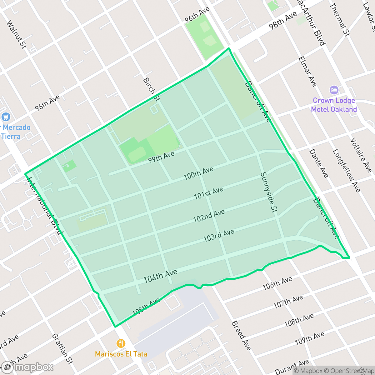 Map showing the location of Iveywood, Oakland, CA