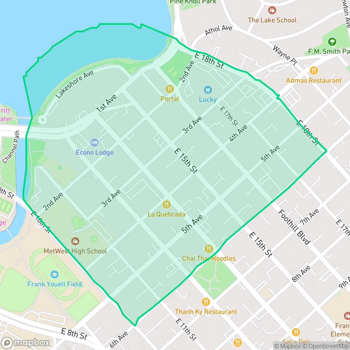Map showing the location of Merritt, Oakland, CA