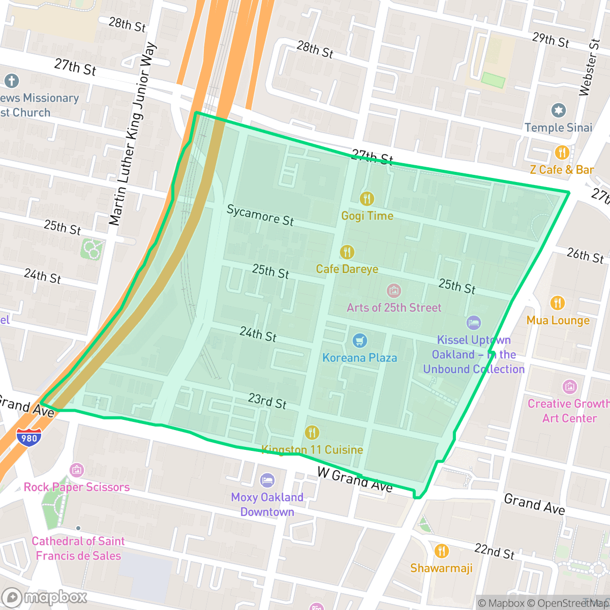 Map showing the location of Northgate, Oakland, CA
