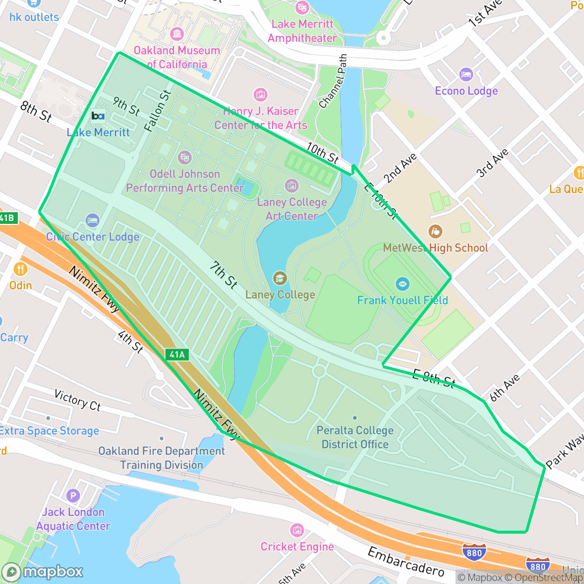 Map showing the location of Peralta-Laney, Oakland, CA