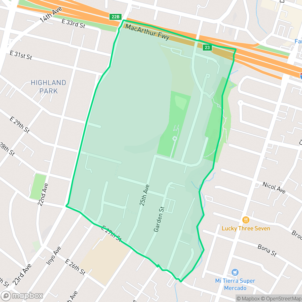 Map showing the location of Reservoir Hill, Oakland, CA
