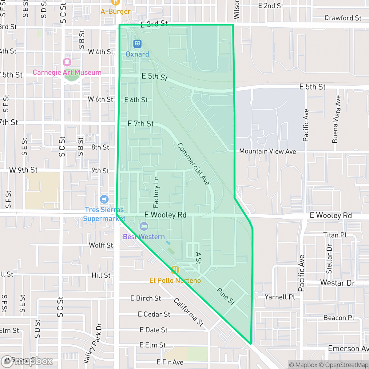 Map showing the location of Five Points Northeast, Oxnard, CA