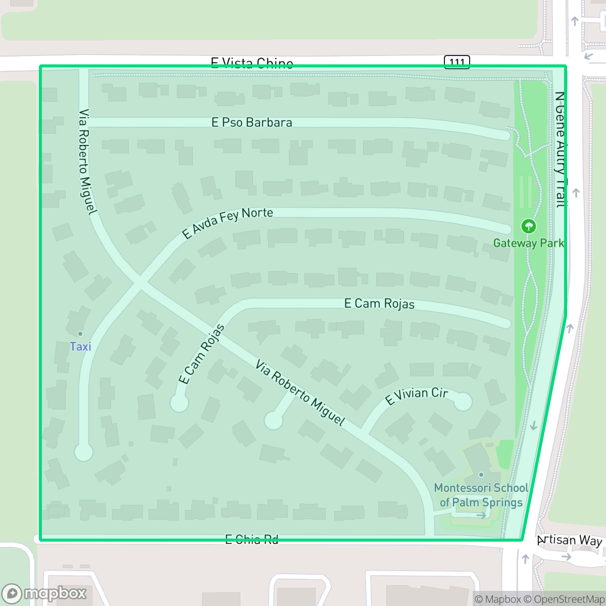 Map showing the location of El Rancho Vista Estates, Palm Springs, CA