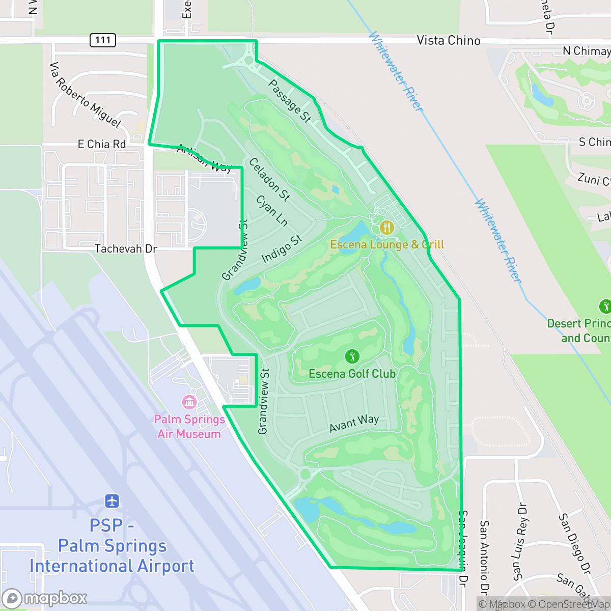 Map showing the location of Escena, Palm Springs, CA