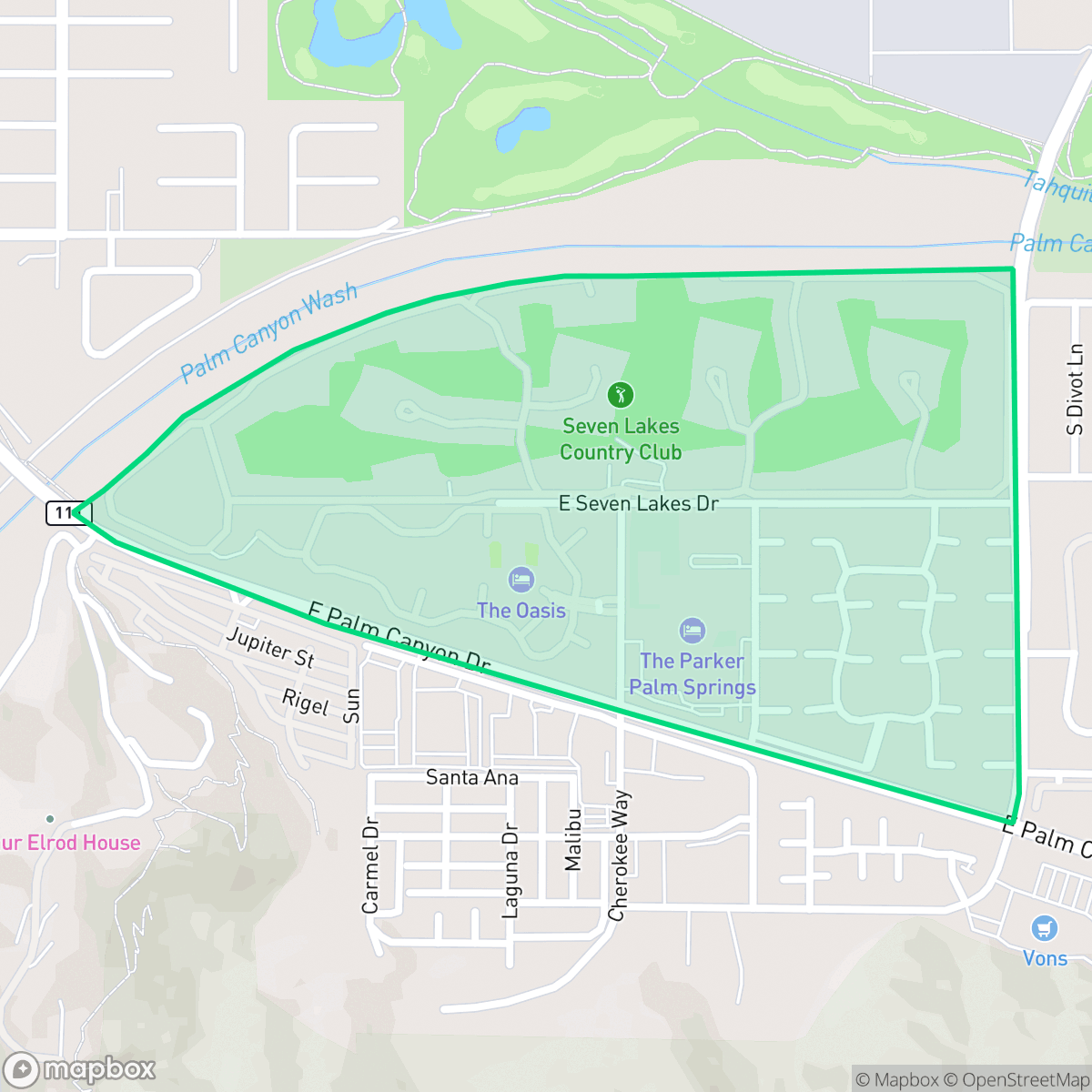 Map showing the location of Melody Ranch, Palm Springs, CA