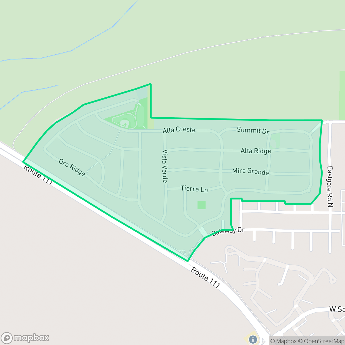 Map showing the location of Mountain Gate, Palm Springs, CA