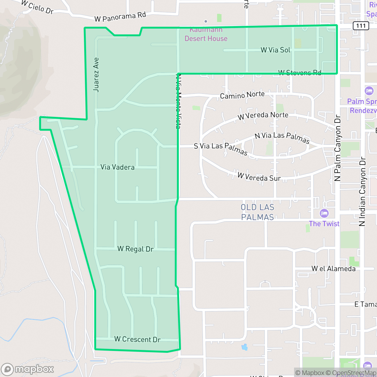 Map showing the location of Vista Las Palmas, Palm Springs, CA