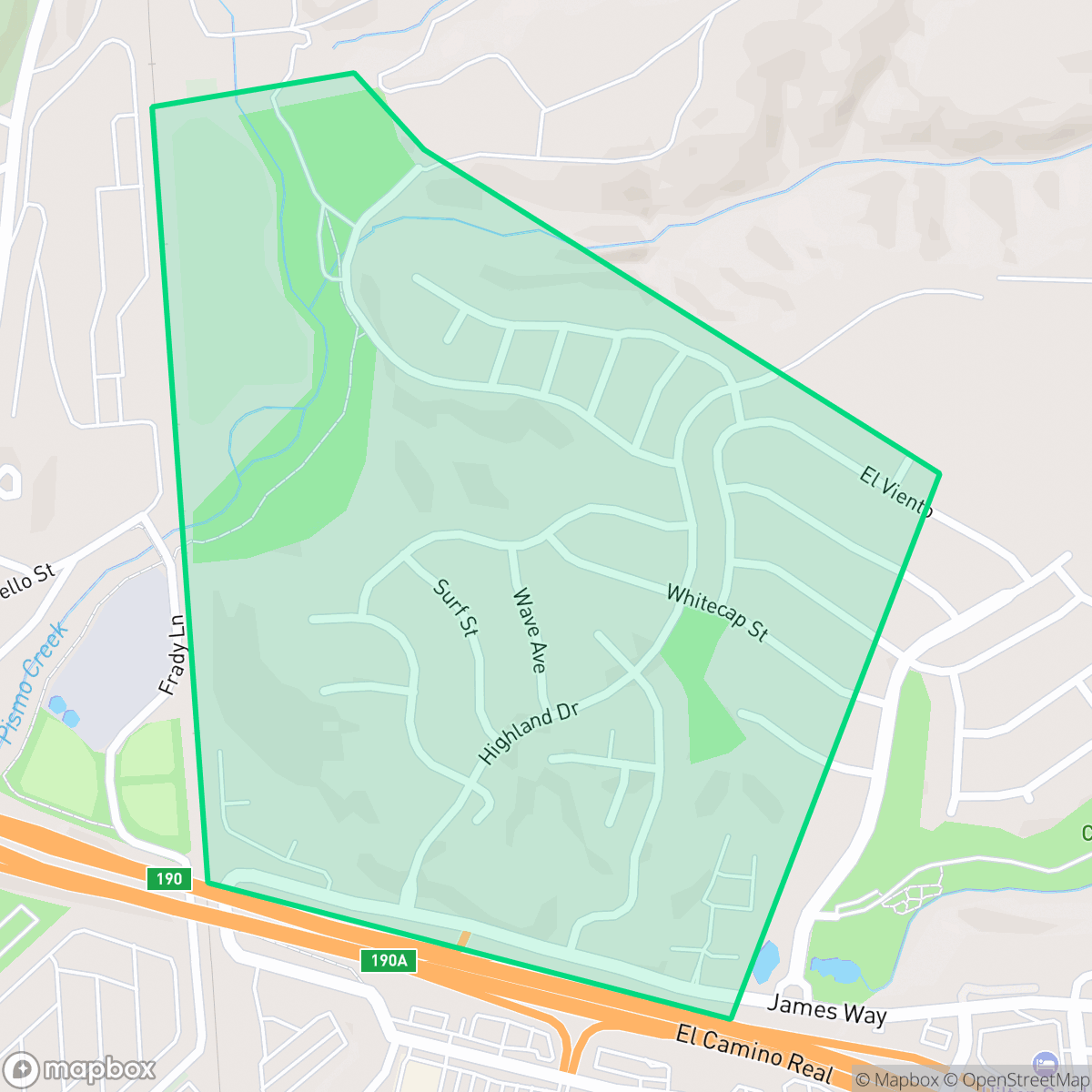 Map showing the location of Pacific Estates, Pismo Beach, CA