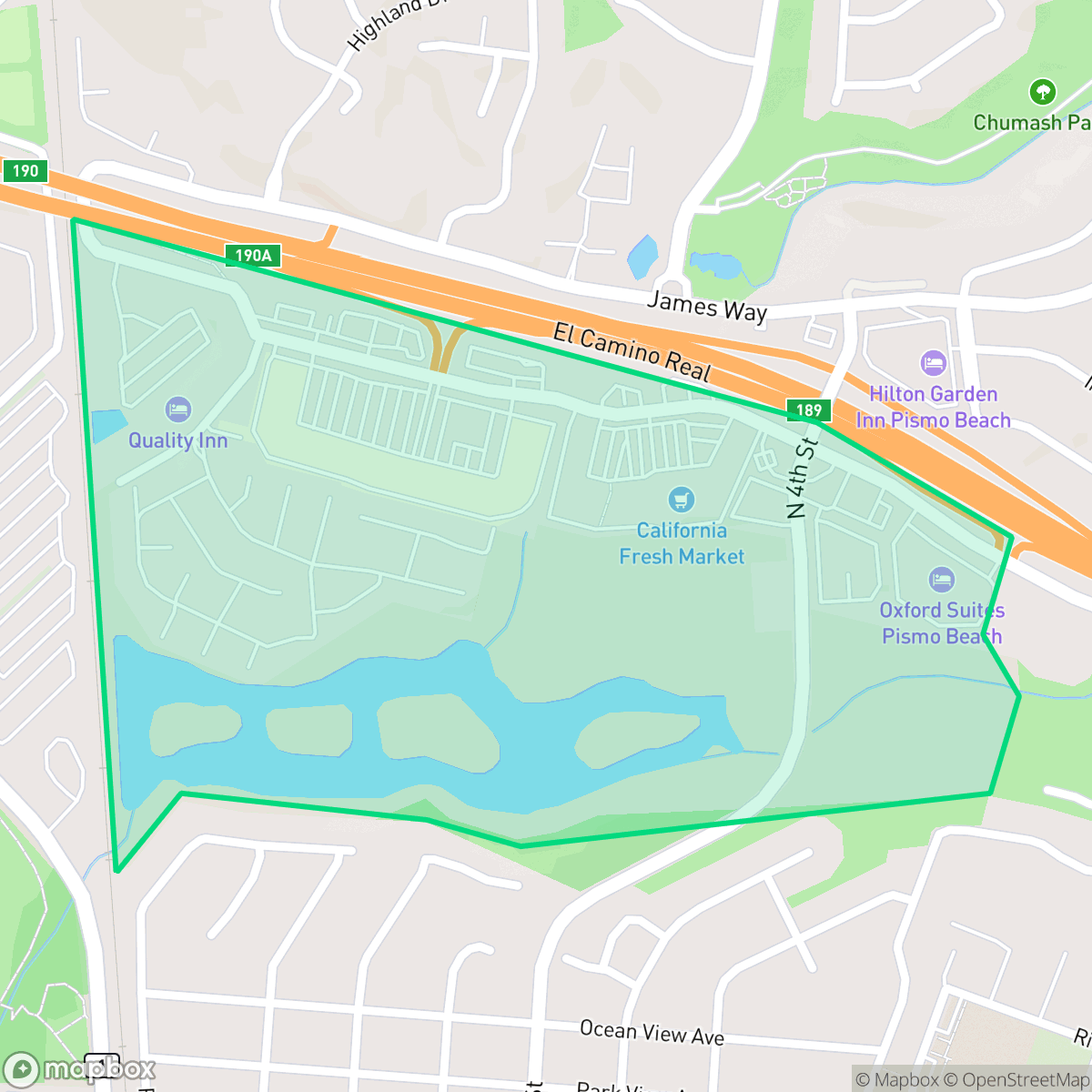 Map showing the location of Pismo Marsh, Pismo Beach, CA