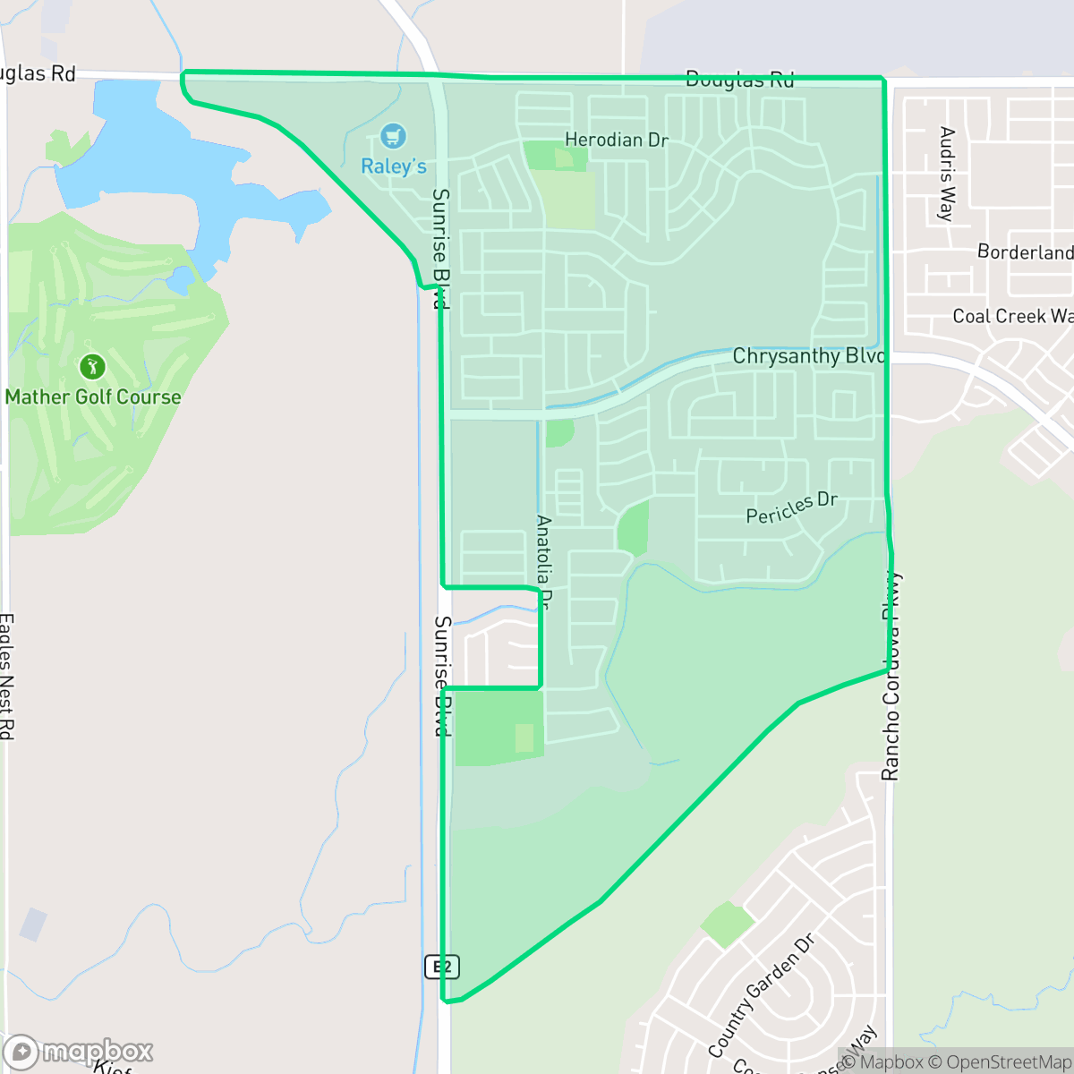 Map showing the location of Sunridge Anatolia, Rancho Cordova, CA