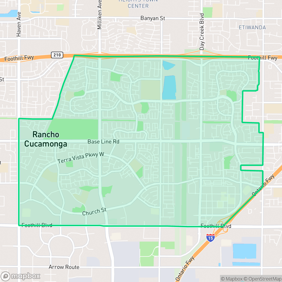 Map showing the location of Central North, Rancho Cucamonga, CA