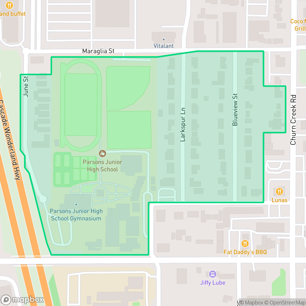 Map showing the location of Parsons, Redding, CA