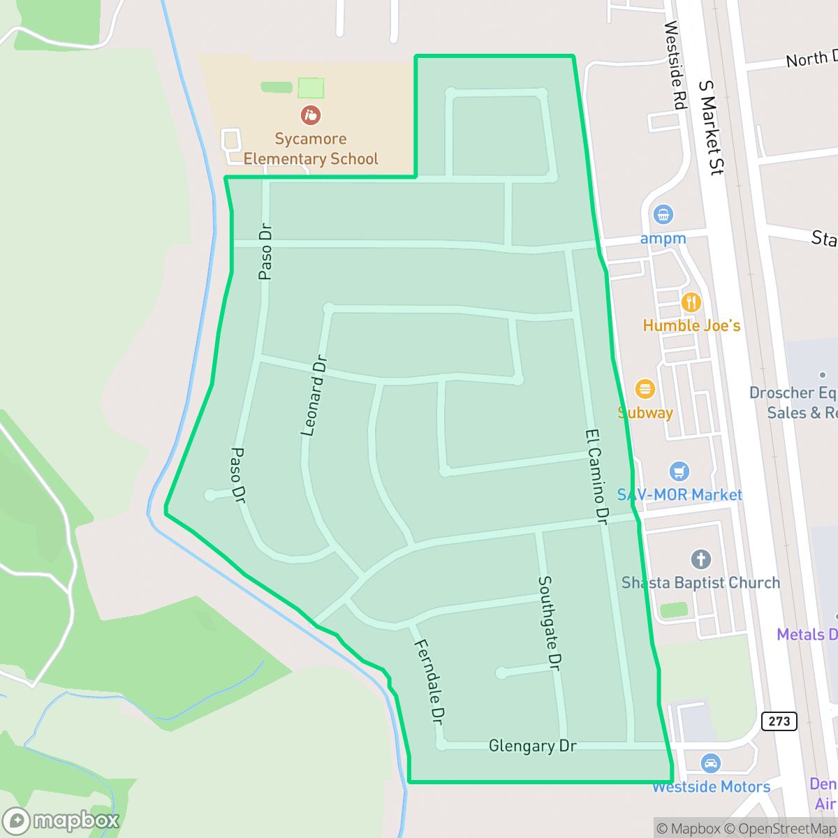 Map showing the location of Westwood Manor, Redding, CA