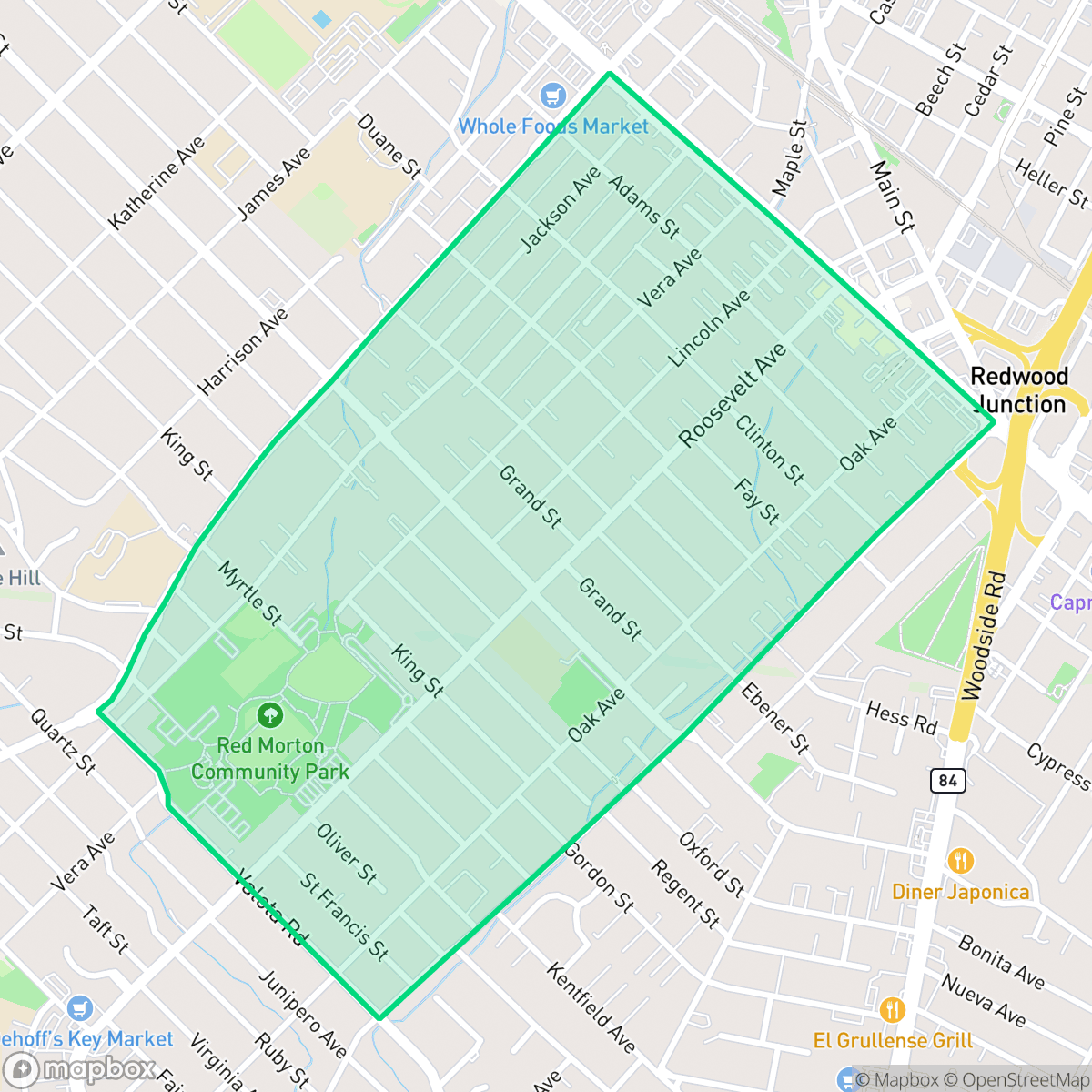 Map showing the location of Central, Redwood City, CA