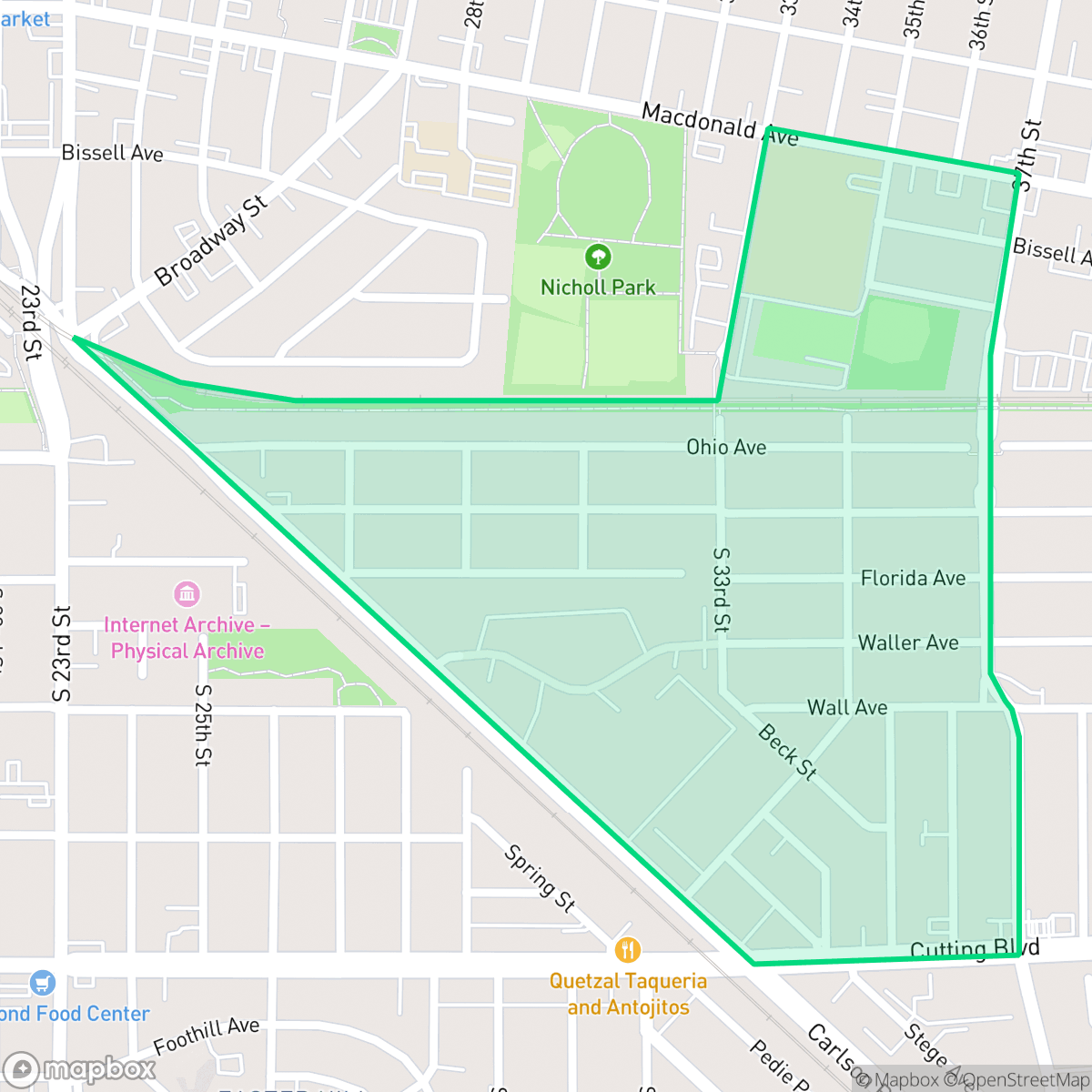 Map showing the location of Pullman, Richmond, CA